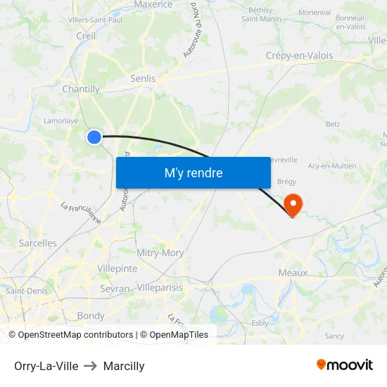Orry-La-Ville to Marcilly map