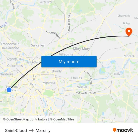 Saint-Cloud to Marcilly map