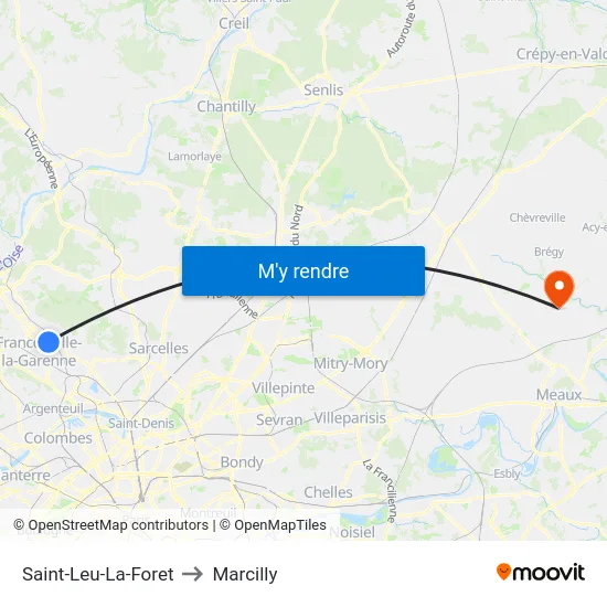 Saint-Leu-La-Foret to Marcilly map