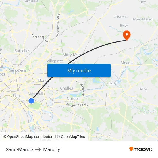 Saint-Mande to Marcilly map