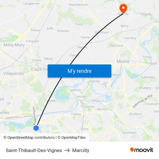 Saint-Thibault-Des-Vignes to Marcilly map
