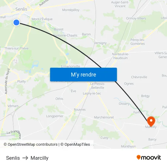 Senlis to Marcilly map