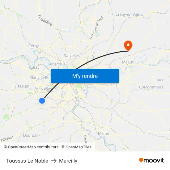 Toussus-Le-Noble to Marcilly map