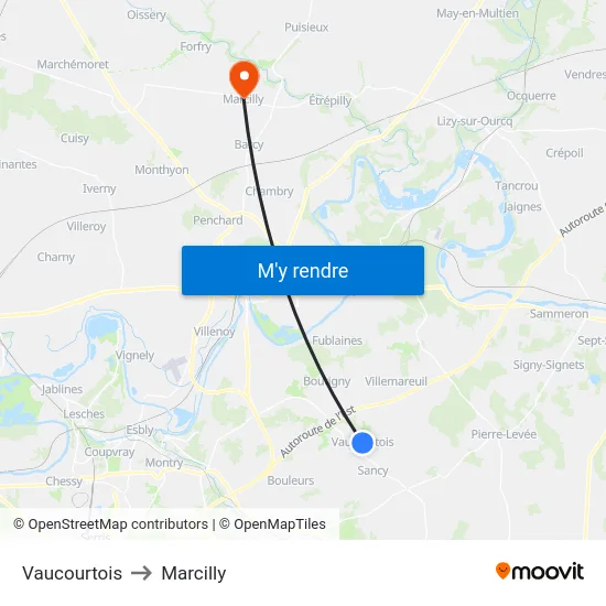Vaucourtois to Marcilly map