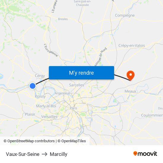 Vaux-Sur-Seine to Marcilly map