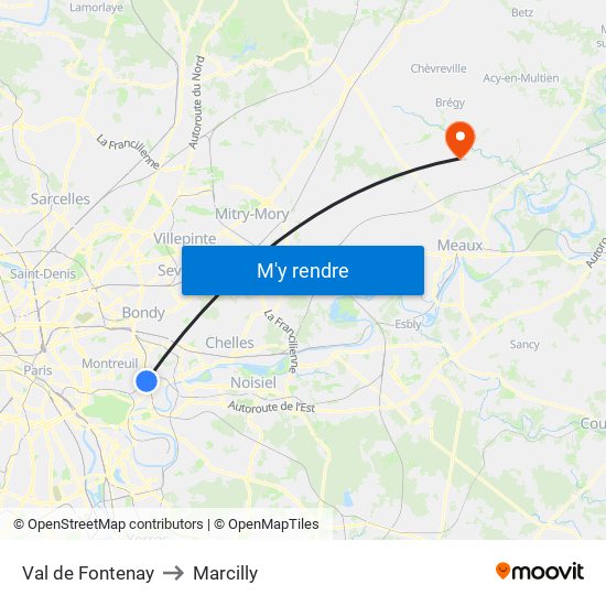 Val de Fontenay to Marcilly map