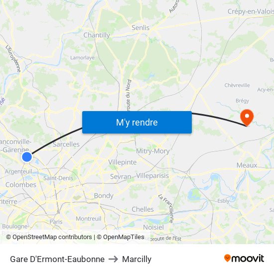Gare D'Ermont-Eaubonne to Marcilly map