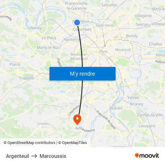 Argenteuil to Marcoussis map