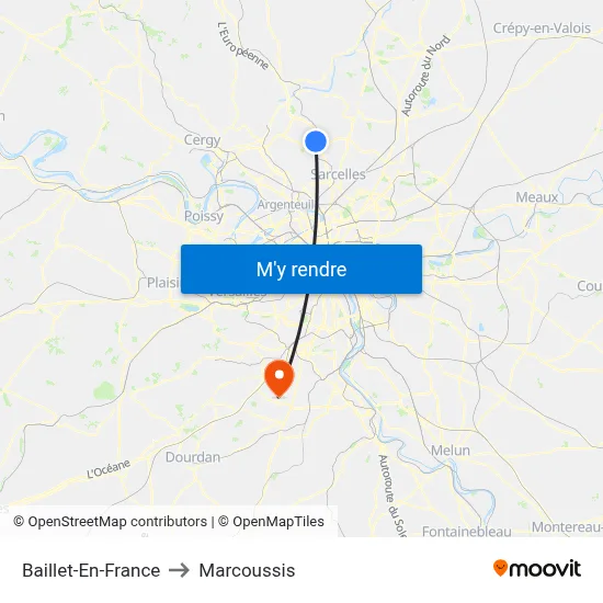Baillet-En-France to Marcoussis map