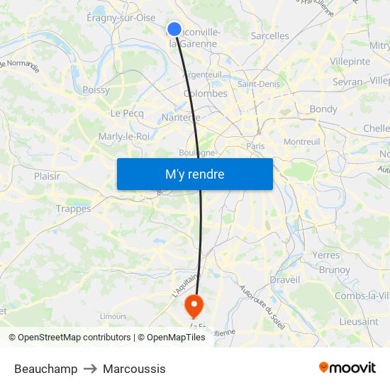 Beauchamp to Marcoussis map