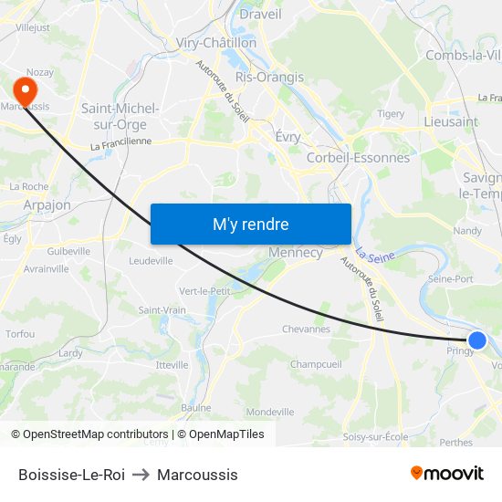 Boissise-Le-Roi to Marcoussis map