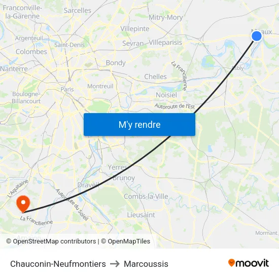 Chauconin-Neufmontiers to Marcoussis map