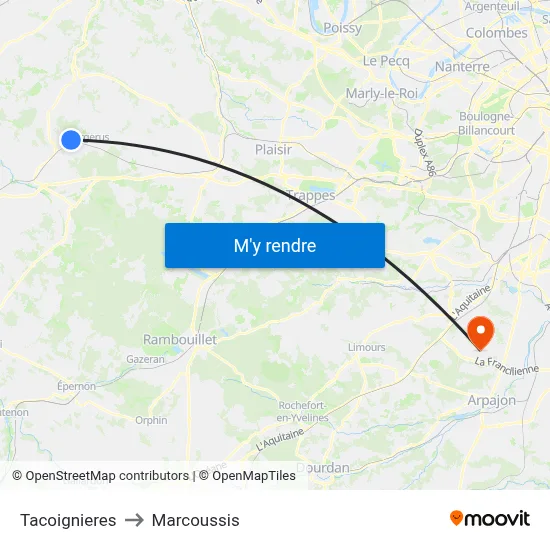 Tacoignieres to Marcoussis map