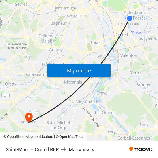 Saint-Maur – Créteil RER to Marcoussis map