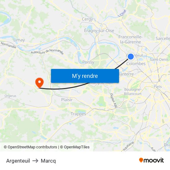 Argenteuil to Marcq map