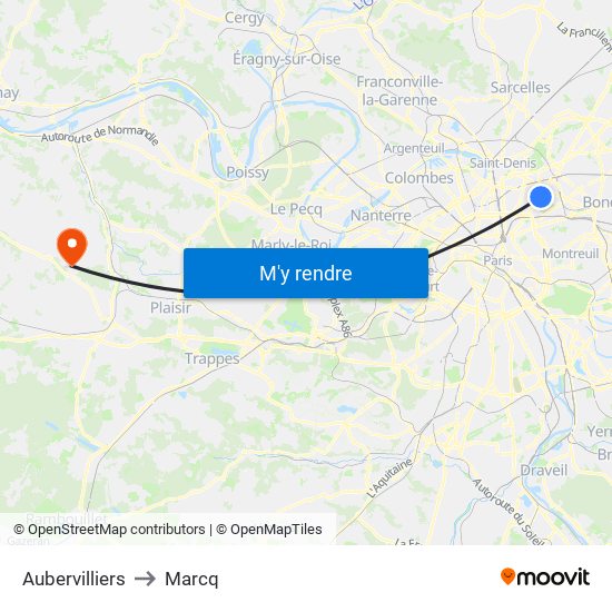 Aubervilliers to Marcq map