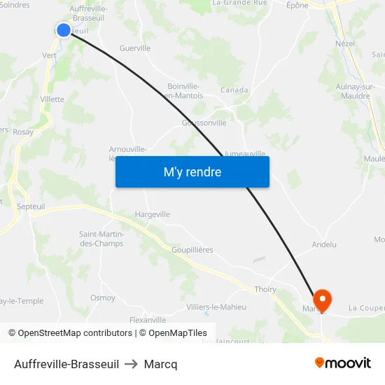 Auffreville-Brasseuil to Marcq map