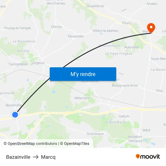 Bazainville to Marcq map