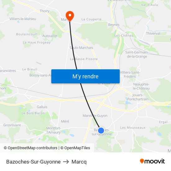 Bazoches-Sur-Guyonne to Marcq map