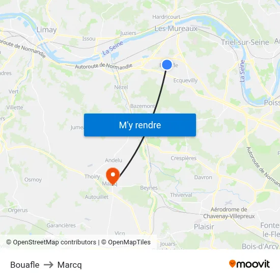 Bouafle to Marcq map