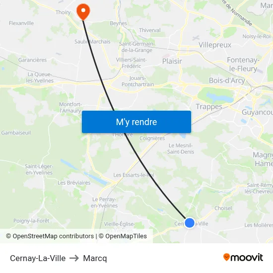 Cernay-La-Ville to Marcq map