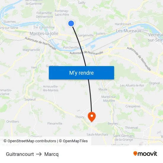 Guitrancourt to Marcq map