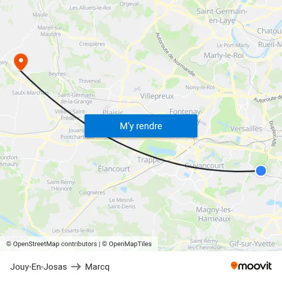 Jouy-En-Josas to Marcq map