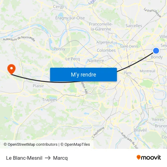 Le Blanc-Mesnil to Marcq map