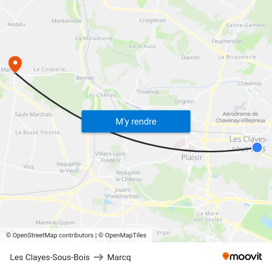 Les Clayes-Sous-Bois to Marcq map