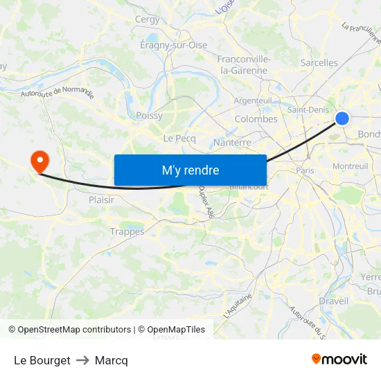 Le Bourget to Marcq map