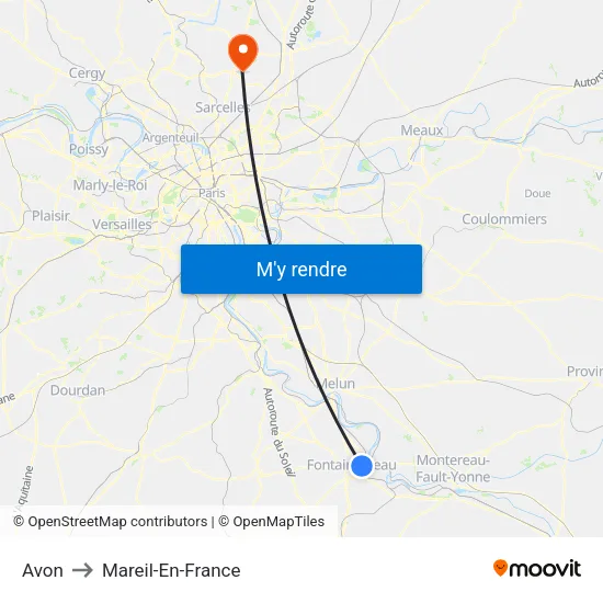 Avon to Mareil-En-France map