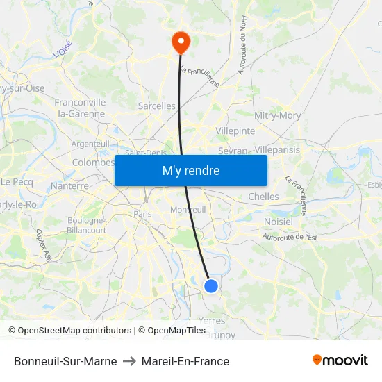 Bonneuil-Sur-Marne to Mareil-En-France map
