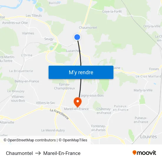Chaumontel to Mareil-En-France map