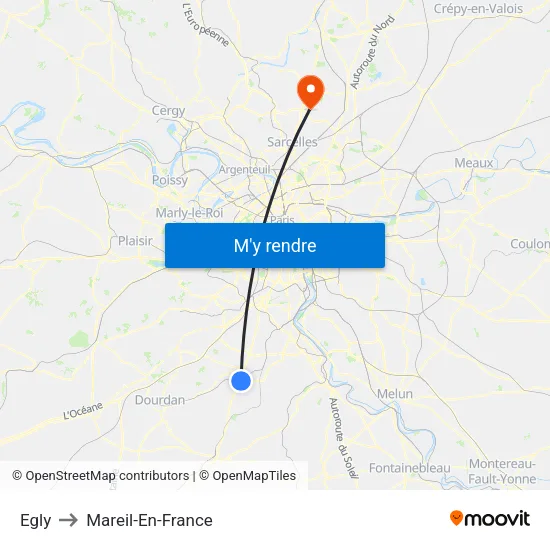 Egly to Mareil-En-France map
