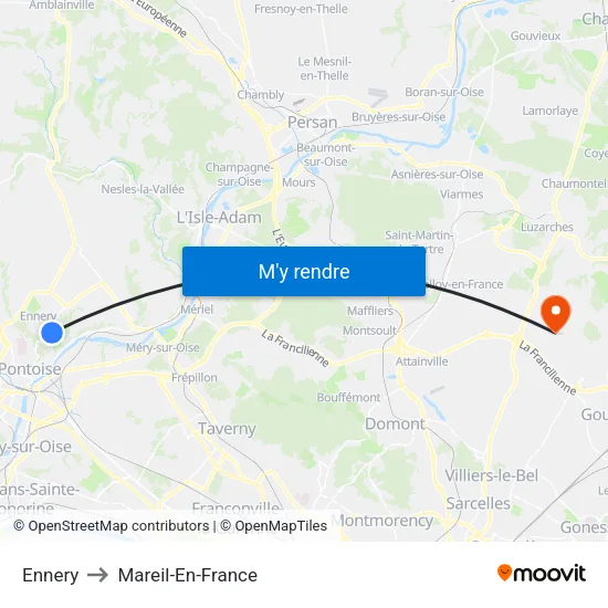 Ennery to Mareil-En-France map