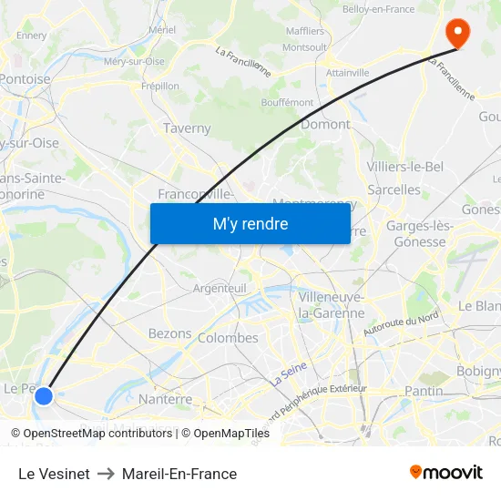 Le Vesinet to Mareil-En-France map