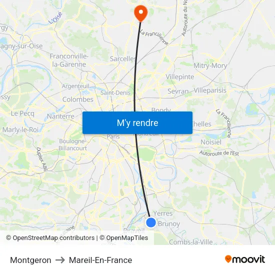 Montgeron to Mareil-En-France map