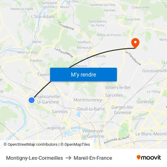 Montigny-Les-Cormeilles to Mareil-En-France map