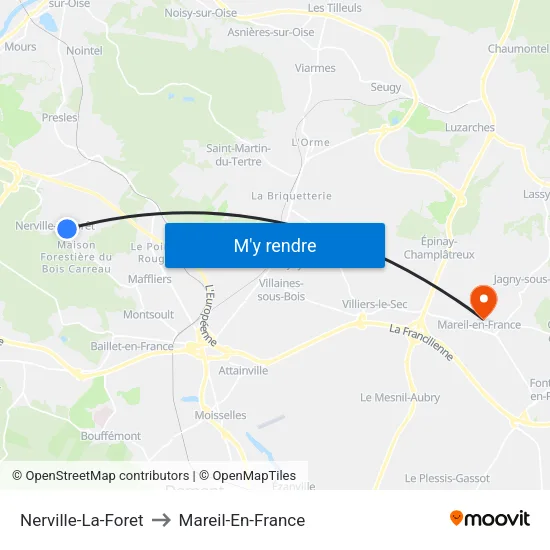 Nerville-La-Foret to Mareil-En-France map