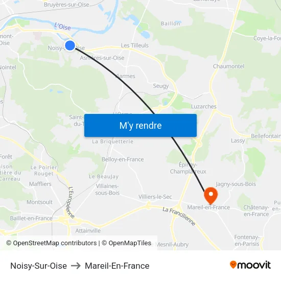 Noisy-Sur-Oise to Mareil-En-France map