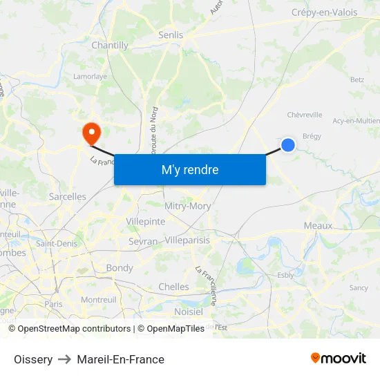 Oissery to Mareil-En-France map