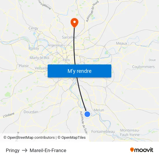Pringy to Mareil-En-France map