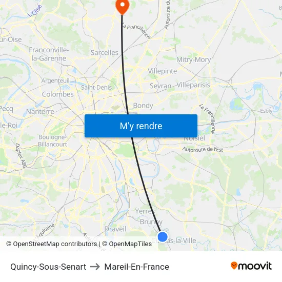 Quincy-Sous-Senart to Mareil-En-France map