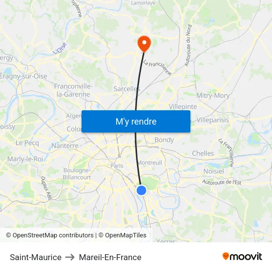 Saint-Maurice to Mareil-En-France map