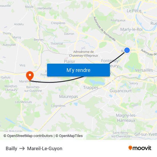 Bailly to Mareil-Le-Guyon map
