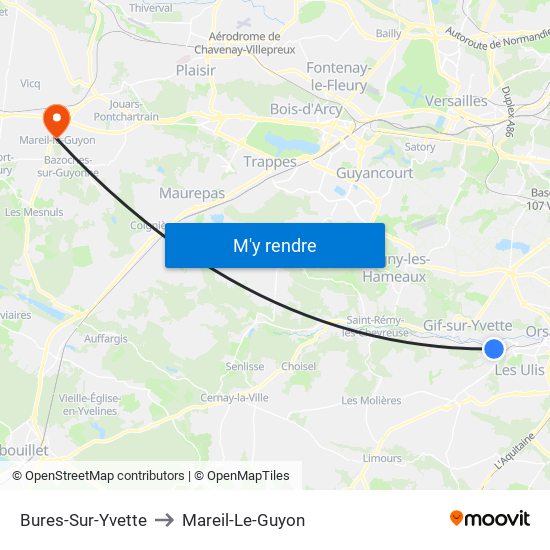 Bures-Sur-Yvette to Mareil-Le-Guyon map