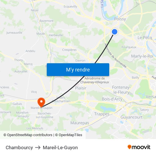 Chambourcy to Mareil-Le-Guyon map
