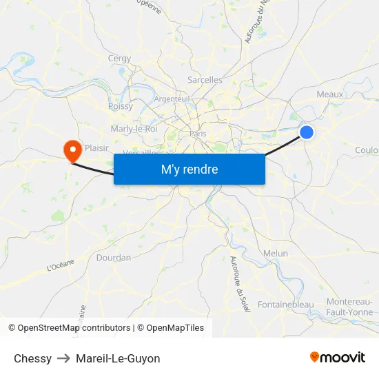 Chessy to Mareil-Le-Guyon map