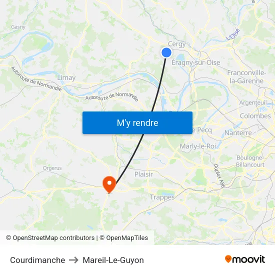 Courdimanche to Mareil-Le-Guyon map