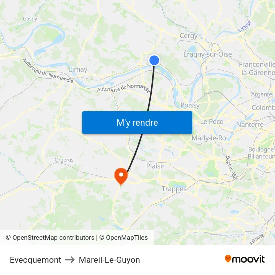 Evecquemont to Mareil-Le-Guyon map